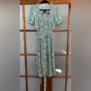 Seraphine Sage Floral Midi Maternity and Nursing Dress